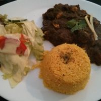 rice with spinach sauce + mushrooms at Tara Indian Dhaba in Weimar