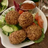Falafel with spicy sauce  at Meze Meze in Edinburgh