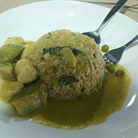 Green curry with rice !  at SuratThani Vegetarian in Surat Thani