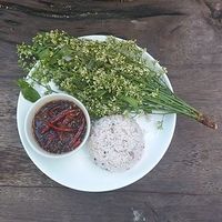 Eat rice with flower at SuratThani Vegetarian in Surat Thani