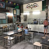 Choose 2 curries with rice for about 50B at SuratThani Vegetarian in Surat Thani