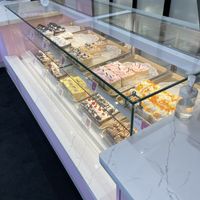 Eggless pastries on display (has dairy )  at Rashmi's Bakery in Brampton