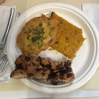 Frittelle di ceci, tortino miglio e zucca e focaccia al radicchio   at Ravegan Gastronomia in Ravenna
