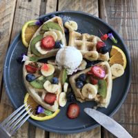Gluten free waffles at Greenhouse Cafe in Caloundra