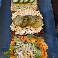 Toast with hummus and cottage cheeze at Vegan Inspiratsioon in Tallinn