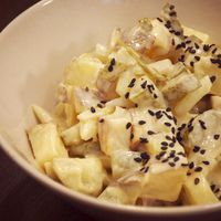 Traditional estonian potato salad at Vegan Inspiratsioon in Tallinn