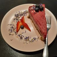 Raspberry cheesecake at Vegan Inspiratsioon in Tallinn