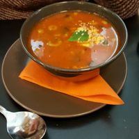 Russian style tomato soup at Vegan Inspiratsioon in Tallinn