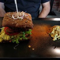 We loved the side of coleslaw and the tofu 'egg' in the burger. at Vegan Inspiratsioon in Tallinn