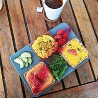 Crunchy toast and rooibos tea at Vegan Inspiratsioon in Tallinn