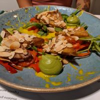 Tempeh con mandorle e peperoni. at Romeow Cat Bistrot in Rome