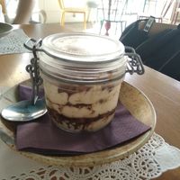 Vegan tiramisu at Romeow Cat Bistrot in Rome