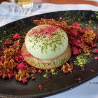 Semufreddo al tè matcha at Romeow Cat Bistrot in Rome
