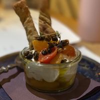 Almond feta with olive twists  at Romeow Cat Bistrot in Rome