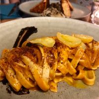 Creamy pasta from my first visit at Romeow Cat Bistrot in Rome