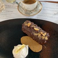 Peanut dessert—like a fancy candy bar  at Romeow Cat Bistrot in Rome