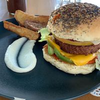 Burger and smoothie at Romeow Cat Bistrot in Rome