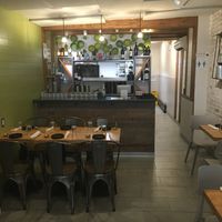 Front of venue--now this venue is roomy (by NYC standards); note seating for 6. at Beyond Sushi in New York City