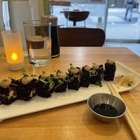 Mighty Mushroom rolls - one of their favorite items   at Beyond Sushi in New York City
