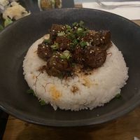 Glazed impossible meatballs   at Beyond Sushi in New York City