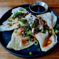 Dumplings with Impossible meat at Beyond Sushi in New York City
