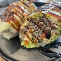 Nutty buddy wrap—just ok  at Beyond Sushi in New York City