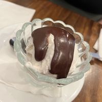 Vanilla Ice Cream with chocolate fudge   at Beyond Sushi in New York City