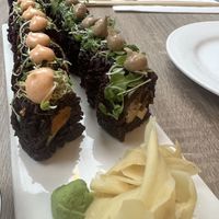 Mushroom and sweet potato roll  at Beyond Sushi in New York City