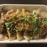 Shiitake truffle dumplings  at Beyond Sushi in New York City