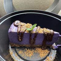 Ube Cheesecake (we got the desserts to go)  at Beyond Sushi in New York City