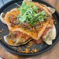 Truffle mushroom dumplings.  at Beyond Sushi in New York City