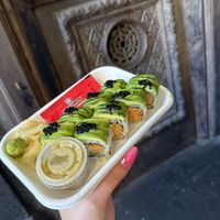 Charred avocado roll  at Beyond Sushi in New York City