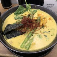 butternut squash noodle soup at Beyond Sushi in New York City