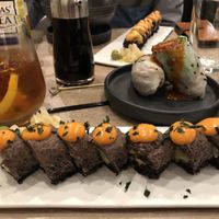 Spicy mango roll and rice wrap with mushrooms  at Beyond Sushi in New York City