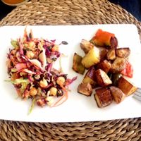 Two great dishes! Quinoa salad and potatas!  at Cositasricas in Ibiza