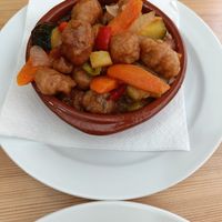 Tapa de no-cerdo agridulce at Estacion Quimera in Malaga