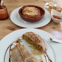 Pastela y lasagna at Estacion Quimera in Malaga