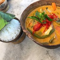 Panang curry (requested without tofu) vegetable at Mezzanine in Tulum