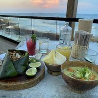 Yellow curry, drunken noodles at Mezzanine in Tulum