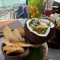 Young coconut ceviche   at Mezzanine in Tulum