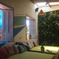 Cosy corner at Ikaro Cafe in Santa Marta