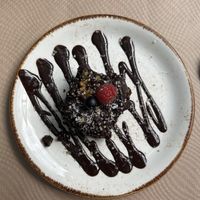 carob cake  at Kafe Botanika in San Sebastian