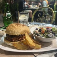 vegan burger  at Kafe Botanika in San Sebastian