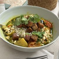 Thai curry  at Kafe Botanika in San Sebastian