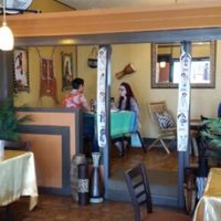 Quaint, semi-private platform seating at Fasika in Fresno