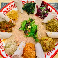 Combined two 4 veggie combo plates. Arrowroot was our fav! at Fasika in Fresno