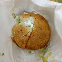 Rosemary bagel with veggies (July 2025) at Pavement Coffeehouse - Comm Ave in Boston