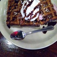 Red Velvet waffle at MadDogs British Pub in San Antonio