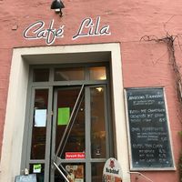 outside at Cafe Lila in Regensburg