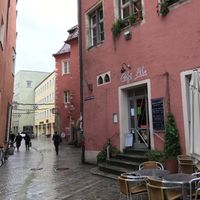 outside at Cafe Lila in Regensburg